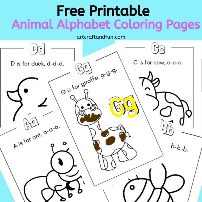 Free animal alphabet coloring pages