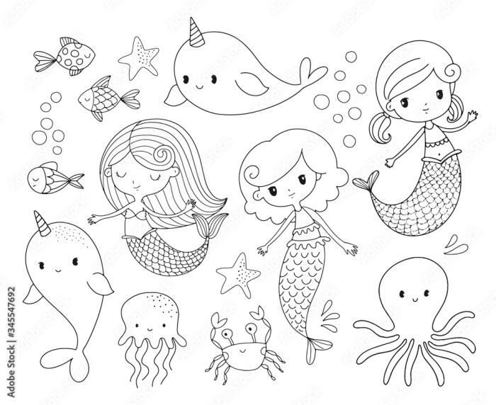 Cute and detailed coloring pages anime mermaid