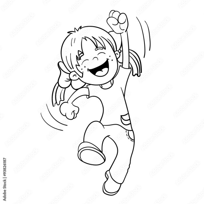 Animation children jumping pictures coloring pages