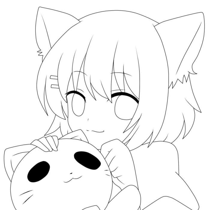 Coloring pages anime neko printable