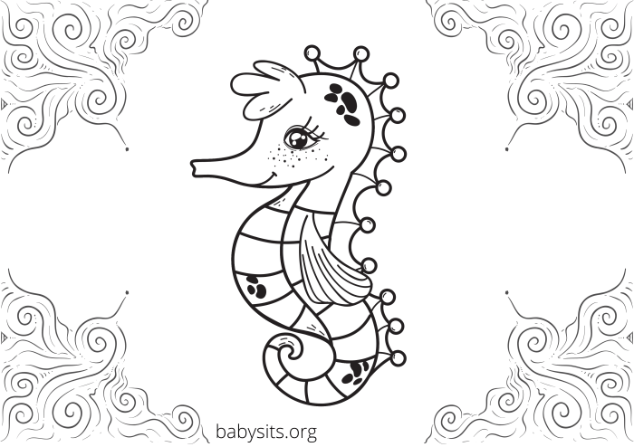 Coloring book style sea animals