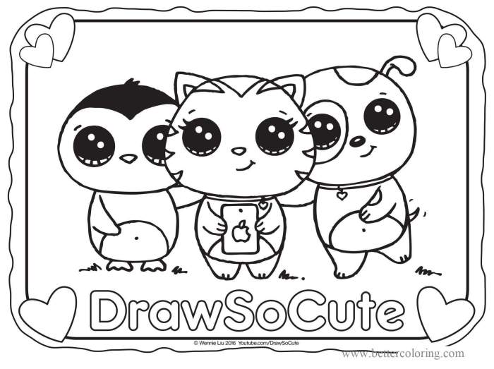 Cute kawaii coloring pages animals