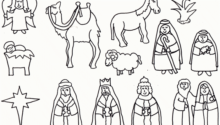 Animals at the Manger Coloring Sheet