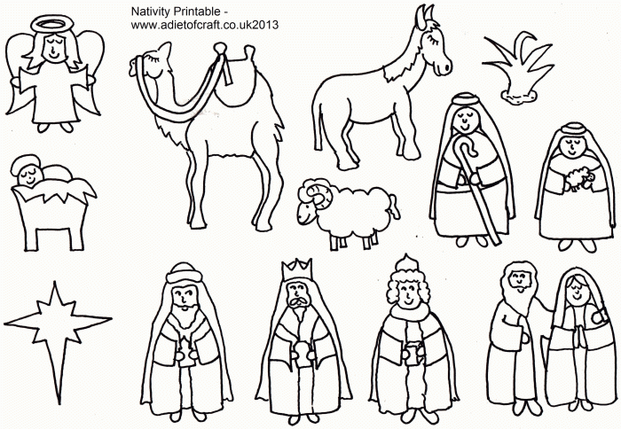 Animals at the manger coloring sheet