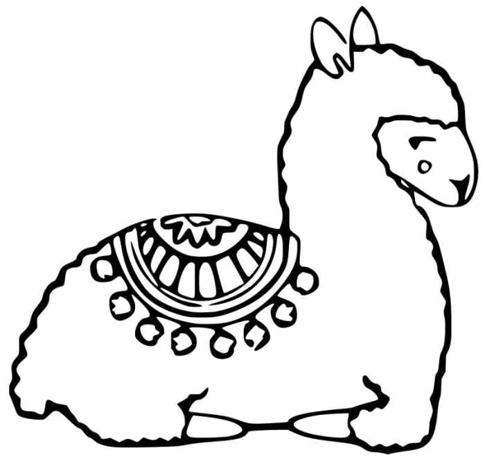 Animated alpaca coloring pages