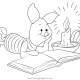 Animals reading books coloring pages