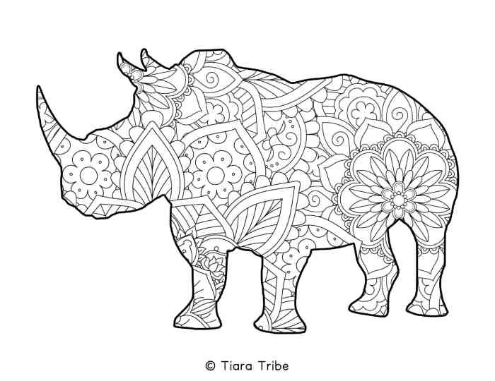 Animal coloring page with mandala