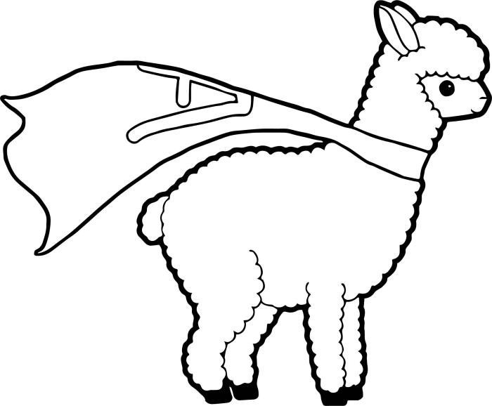 Animated alpaca coloring pages