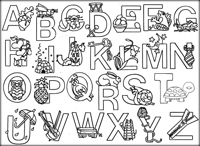 Free animal alphabet coloring pages