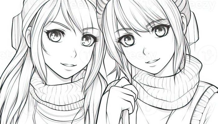 Anime BFF Coloring Page A Creative Journey