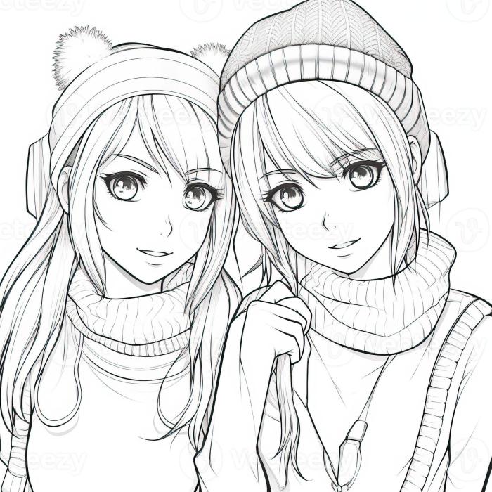 Anime bff coloring page