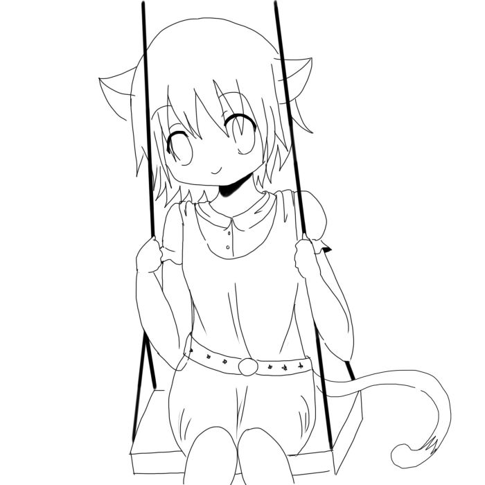 Coloring pages anime neko printable