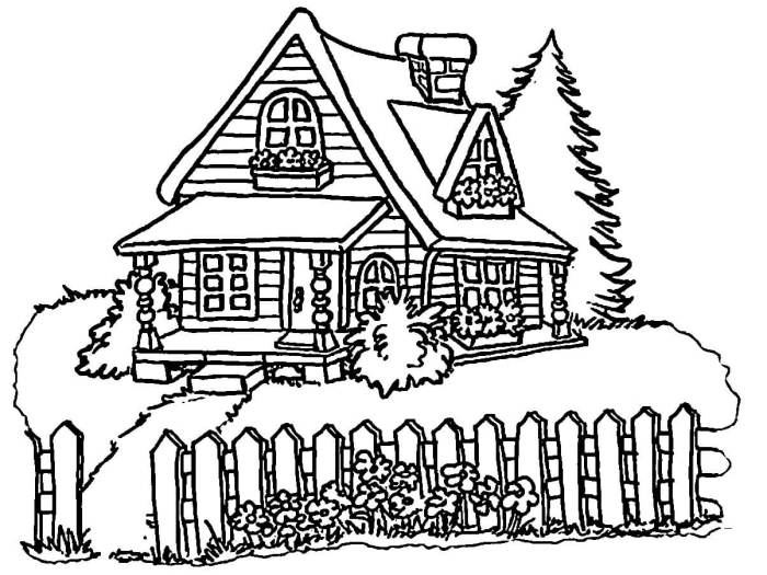 Animated house coloring page