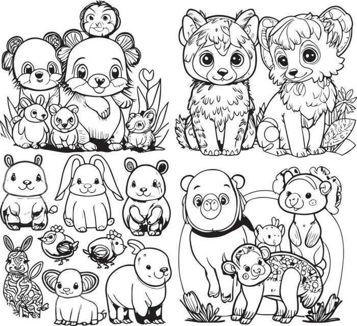 Animal baby coloring pages