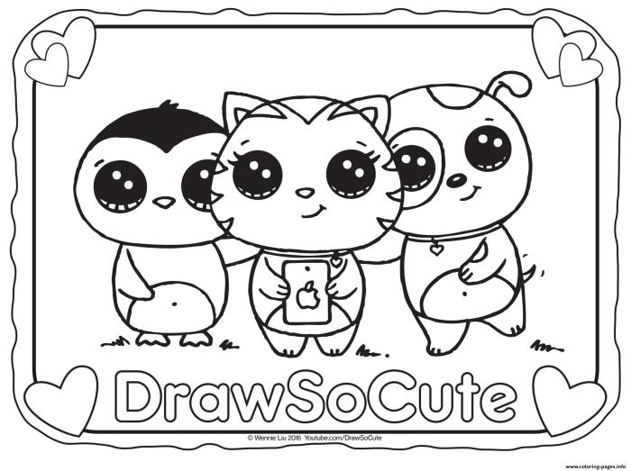 Cute animal cartoon coloring pages