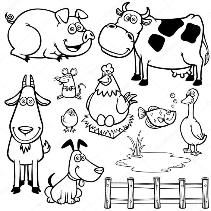 Cute farm animals coloring page