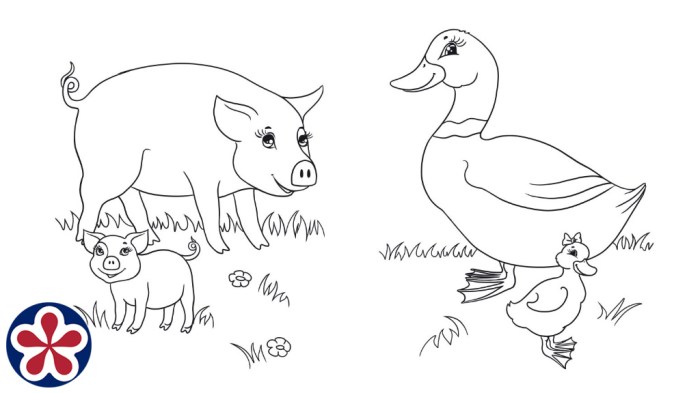 Animals with their babies coloring pages