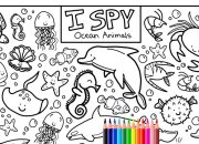 Coloring Book Style Sea Animals