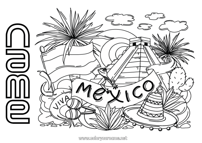 Animals mexican coloring pages