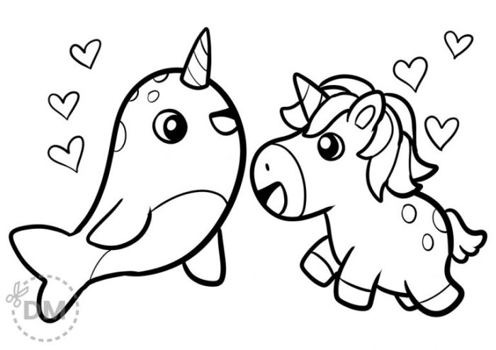 Animated narwhal coloring pages