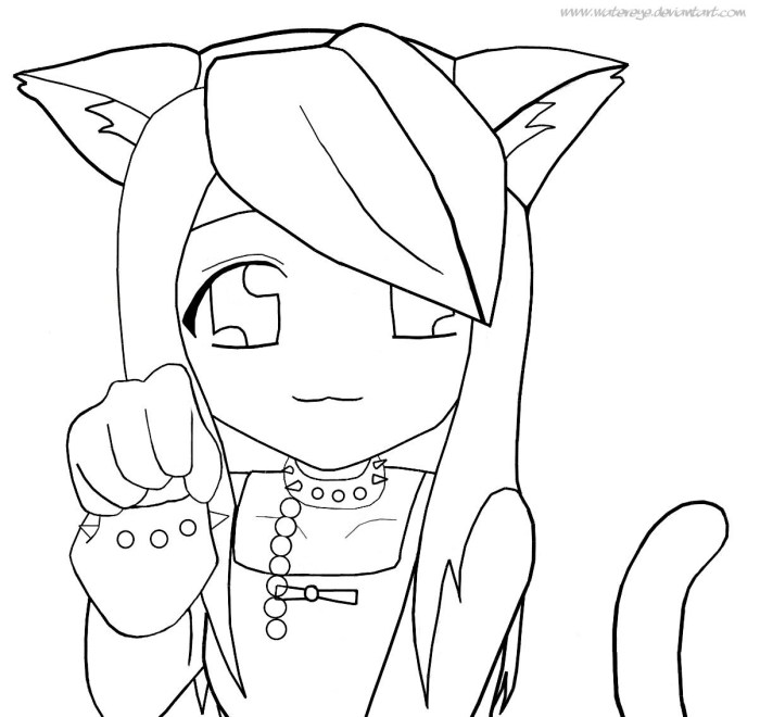 Coloring pages anime neko printable