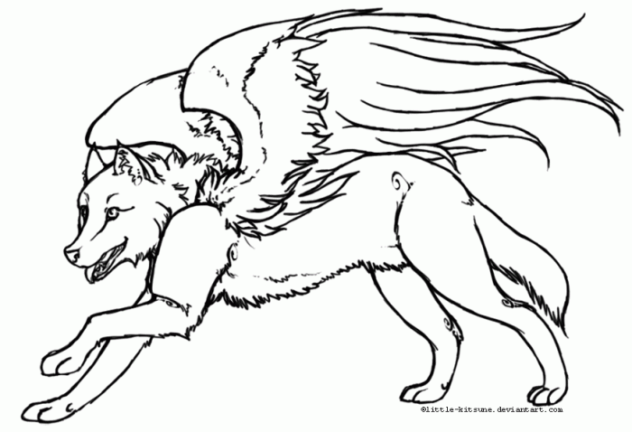 Animated wolf with wings coloring pictures