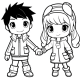 Anime couple coloring holding hands