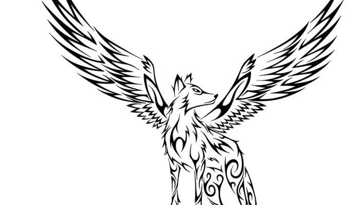 Animated Wolf with Wings Coloring Pictures