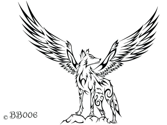 Animated wolf with wings coloring pictures