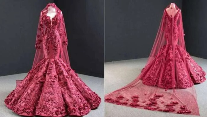 Wedding dresses in burgundy