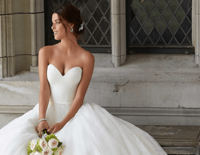 Strapless ball gown wedding dress