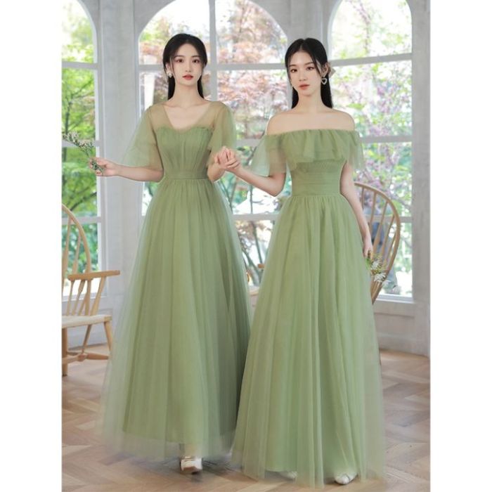 Sage green formal dress for wedding