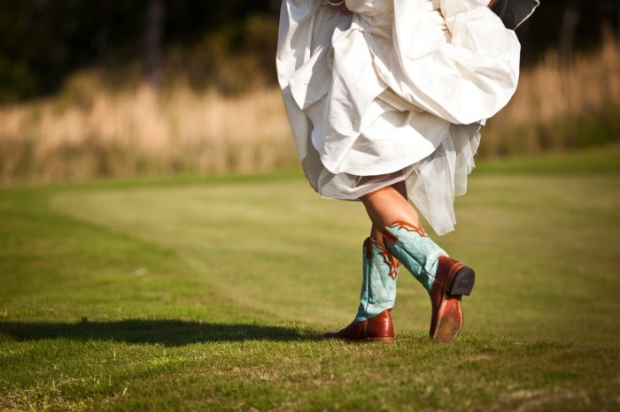 Cowboy boots with wedding dress