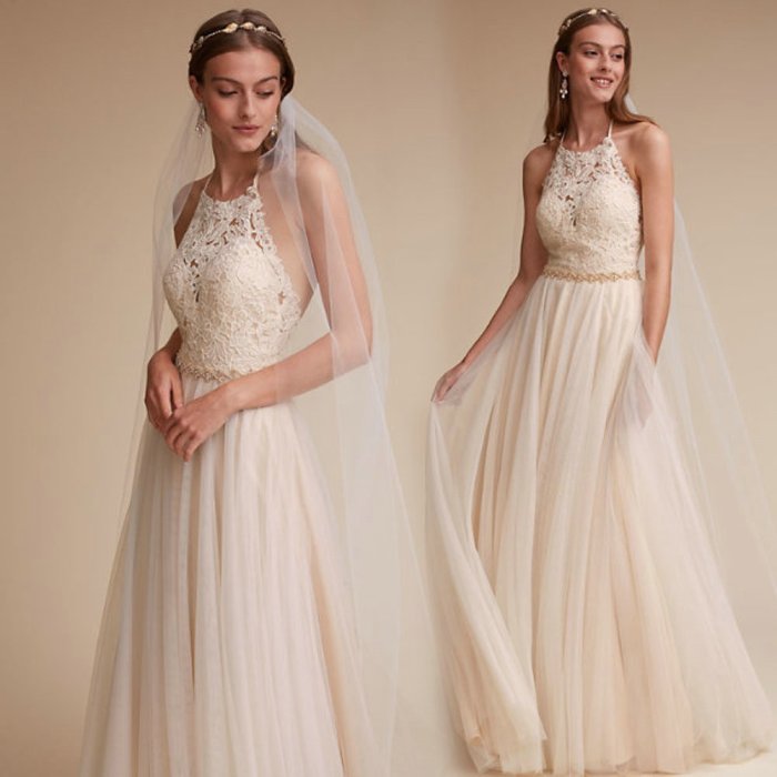 Lace halter wedding dress