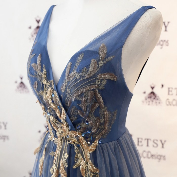 Dusty blue wedding guest dress