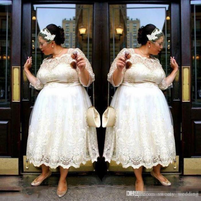 Plus size tea length wedding dresses