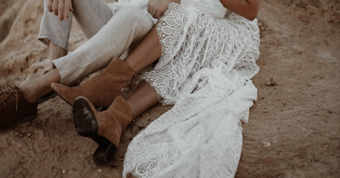 Cowboy boots with wedding dress